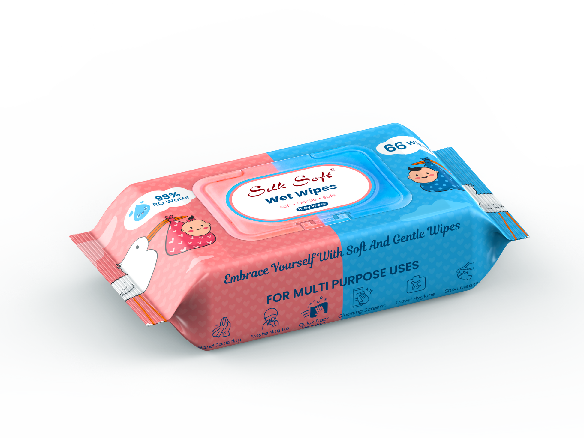 Silk Soft Multipurpose Wet Wipes 66 Pulls (8 Packs) silksoftindia