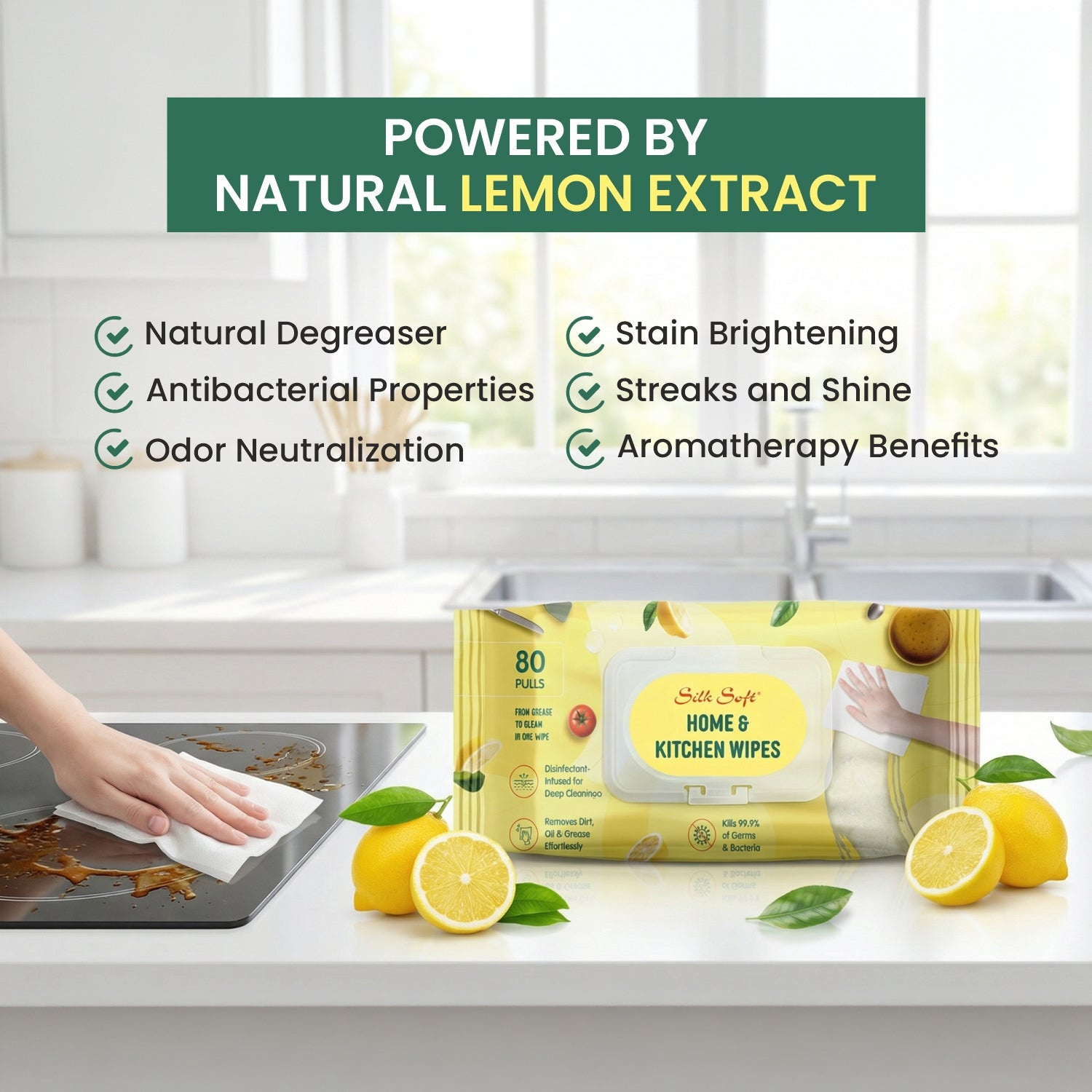 Kitchen Cleaning Wipes (80 pcs) Silk Soft
