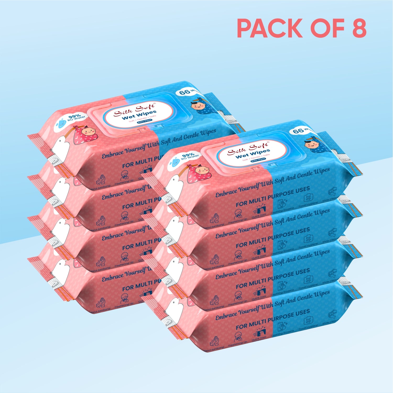 Multipurpose Wet Wipes 66 Pulls silksoftindia