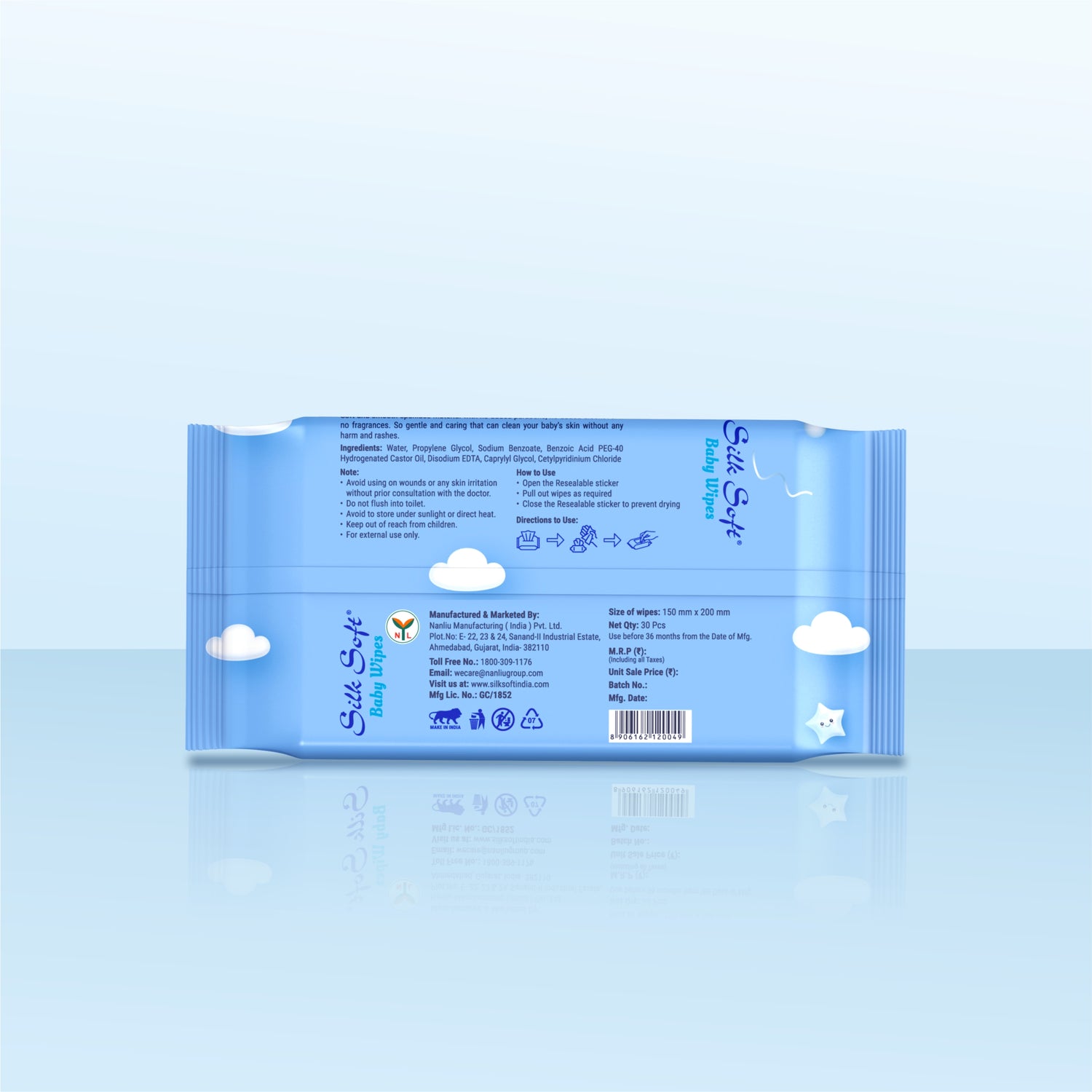 Baby Wet Wipes - 30 Pulls Silk Soft