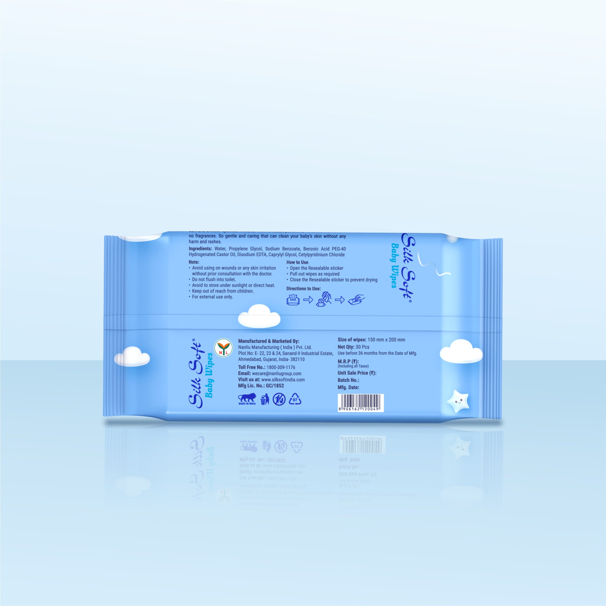 Baby Wet Wipes - 30 Pulls Silk Soft