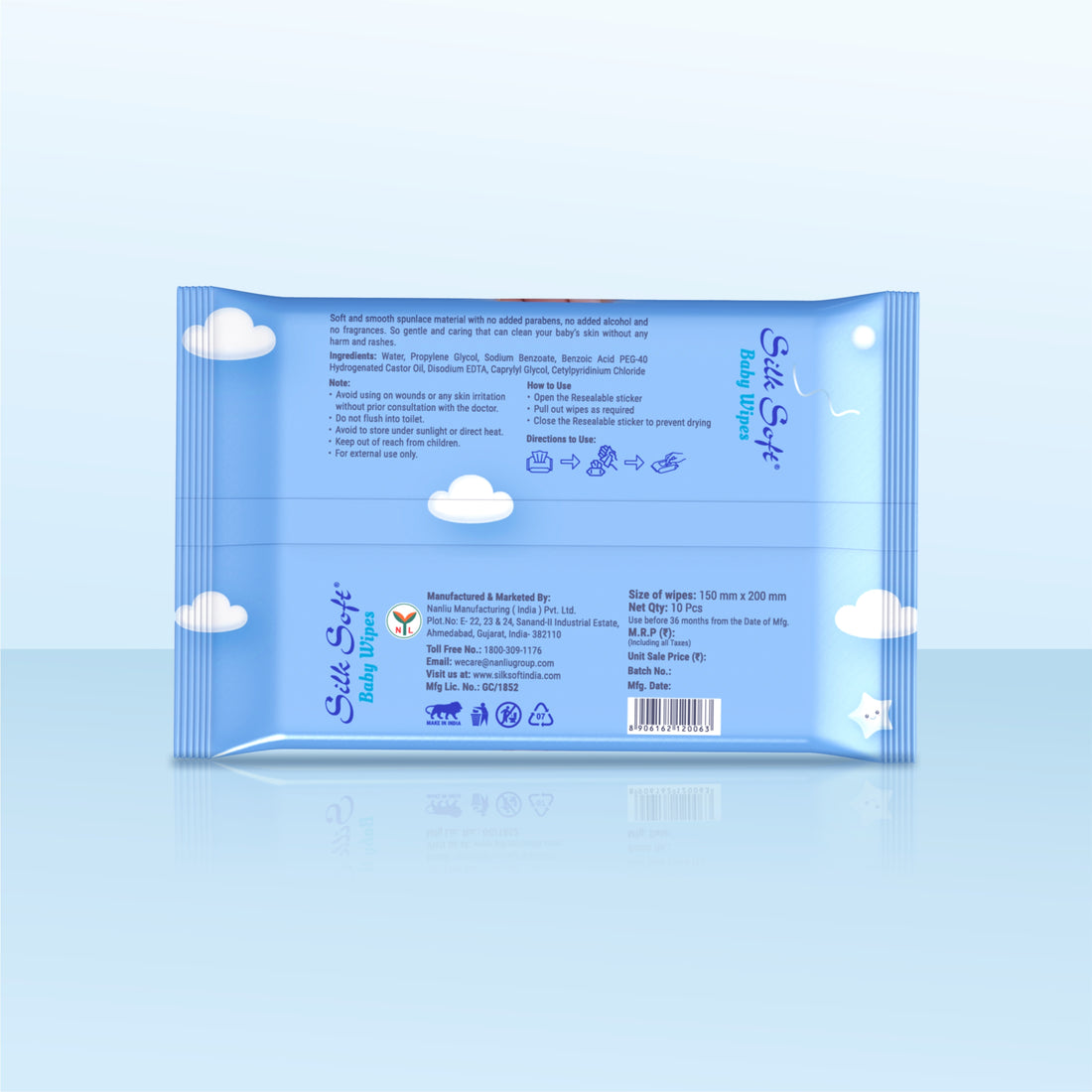 Baby Wet Wipes – 10 Wipes Silk Soft