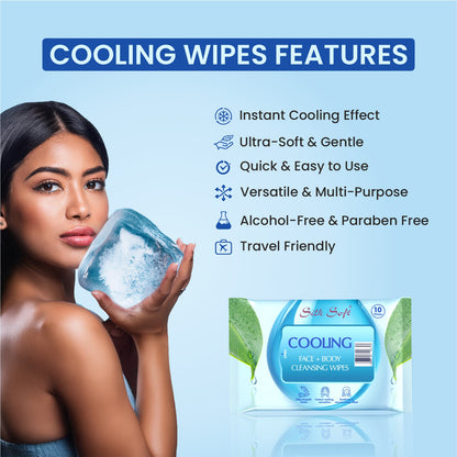 Silk Soft Cooling Wipes with Menthol & Aloe Vera - 10 Wipes Silk Soft