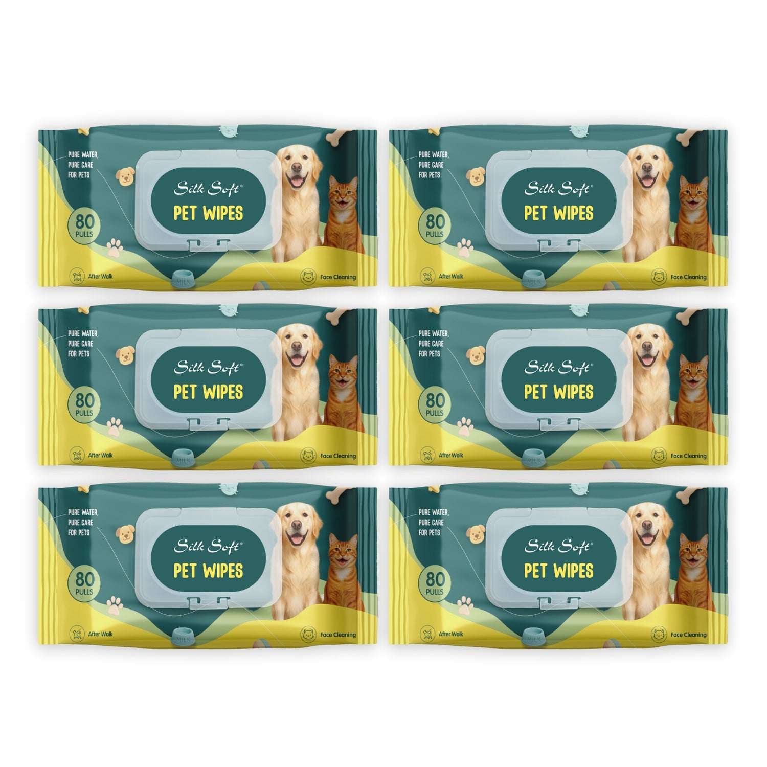 Pet Wipes (80 pcs) Silk Soft