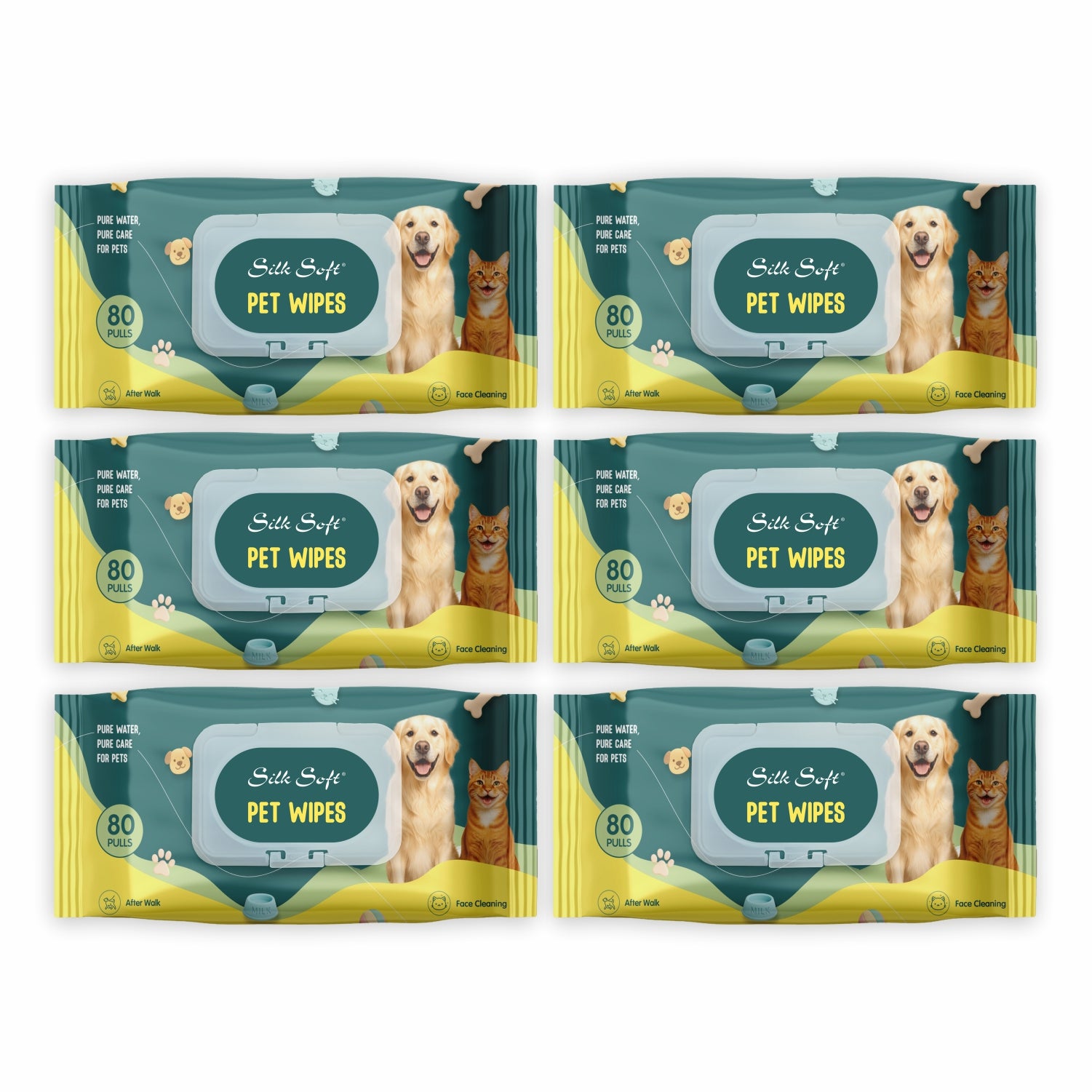 Pet Wipes (80 pcs) Silk Soft
