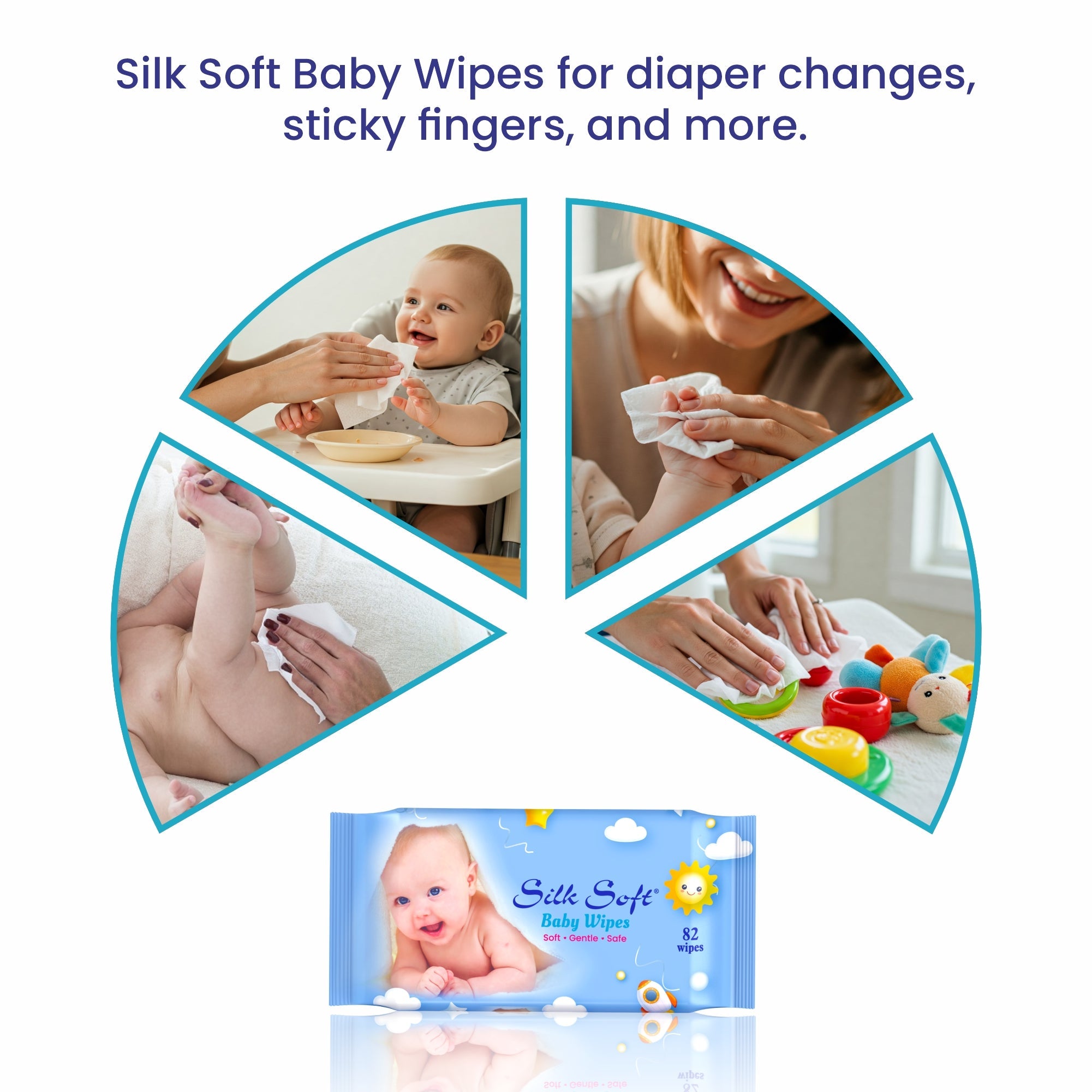 Silk Soft Baby Wet  Wipes Without Lid (82 Pcs) (Buy 3 &amp; Get 3 Free) silksoftindia