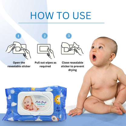 Silk Soft Baby Wet  Wipes With Lid (82 Pcs)