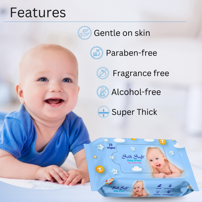 Silk Soft Baby Wipes (10 Pcs)