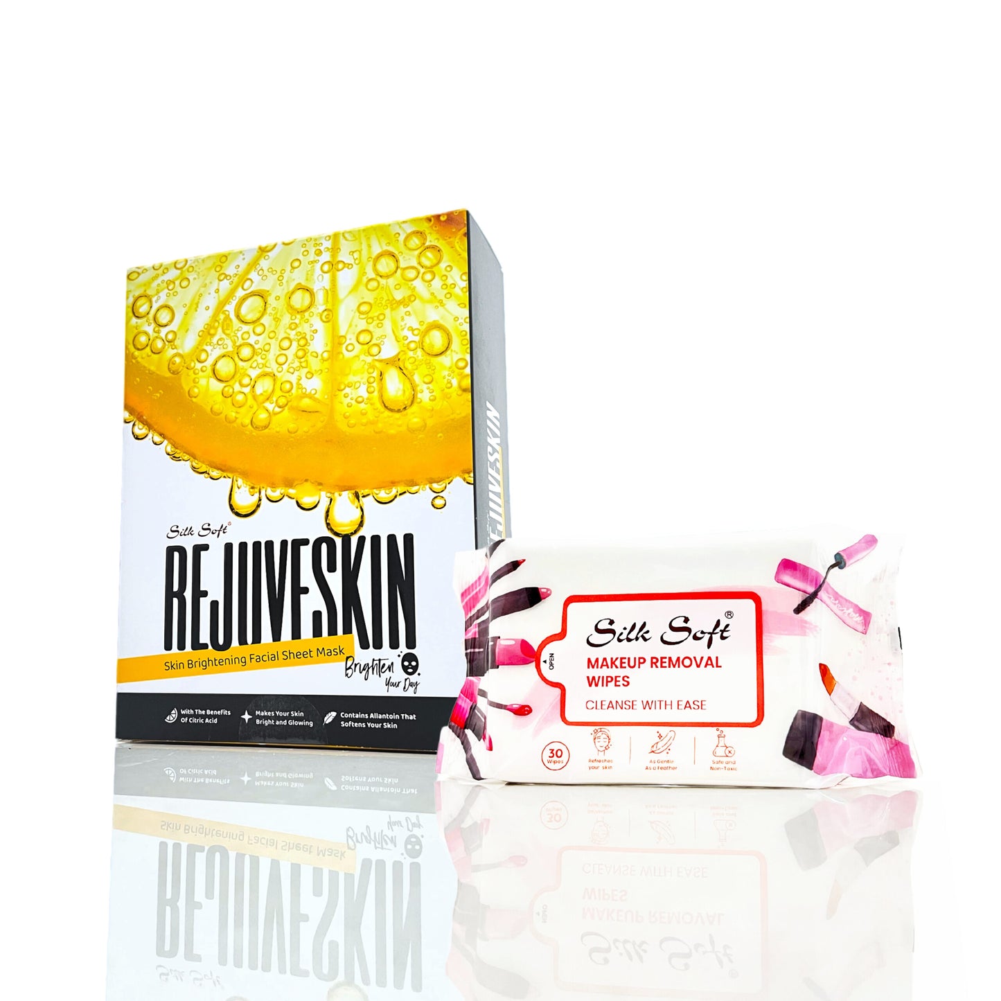 RejuveSkin Face Mask Sheet and Makeup Remover Wipes- 30 pulls combo