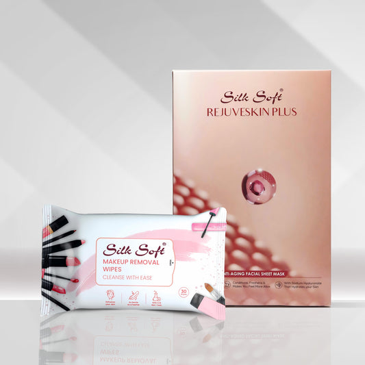 Rejuveskin Plus Facial Sheet Mask Pack Of 10 & Makeup Removal Wipes 30 Pulls Combo Pack