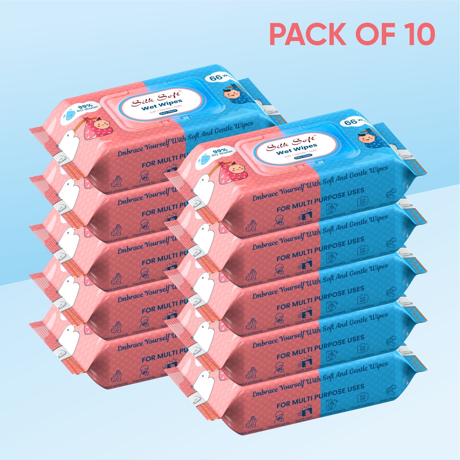 Multipurpose Wet Wipes 66 Pulls silksoftindia