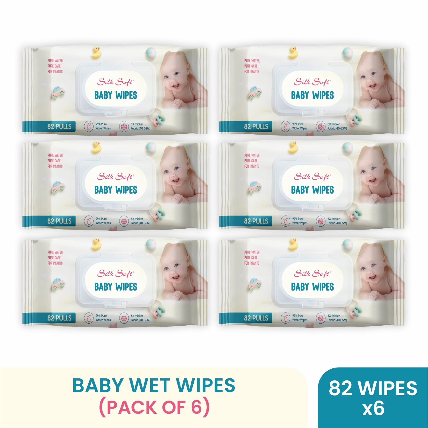 99% Pure Water Fragrance-Free Baby Wipes (82 pcs) Silk Soft