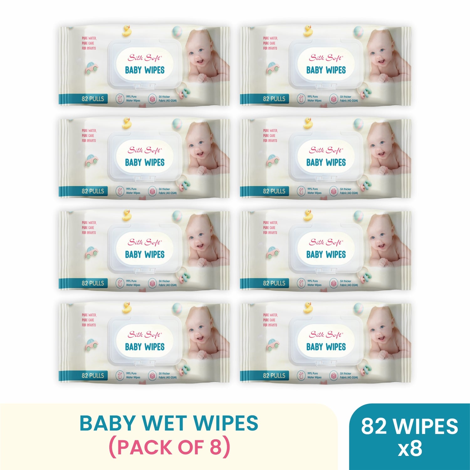 99% Pure Water Fragrance-Free Baby Wipes (82 pcs) Silk Soft