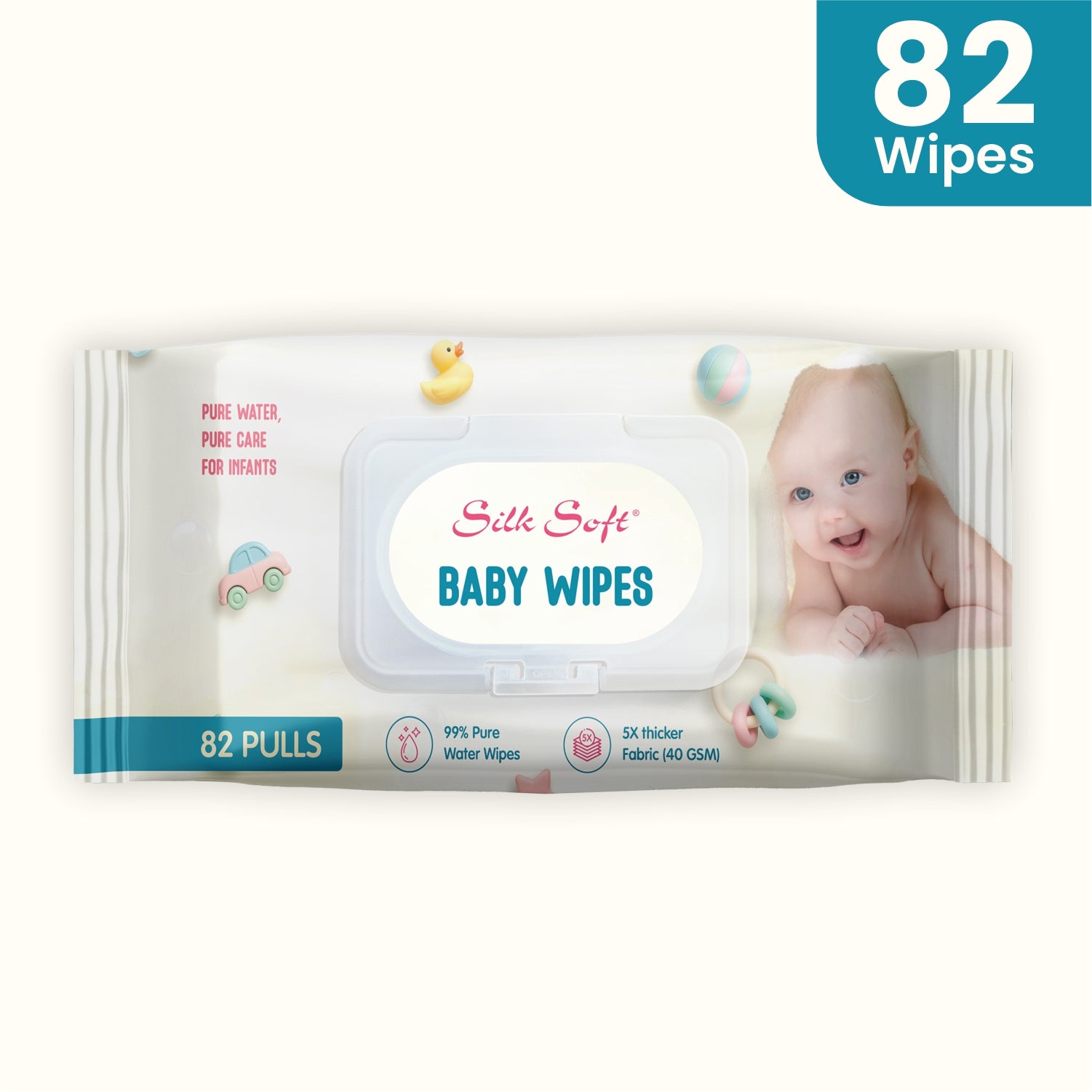 99% Pure Water Fragrance-Free Baby Wipes (82 pcs) Silk Soft