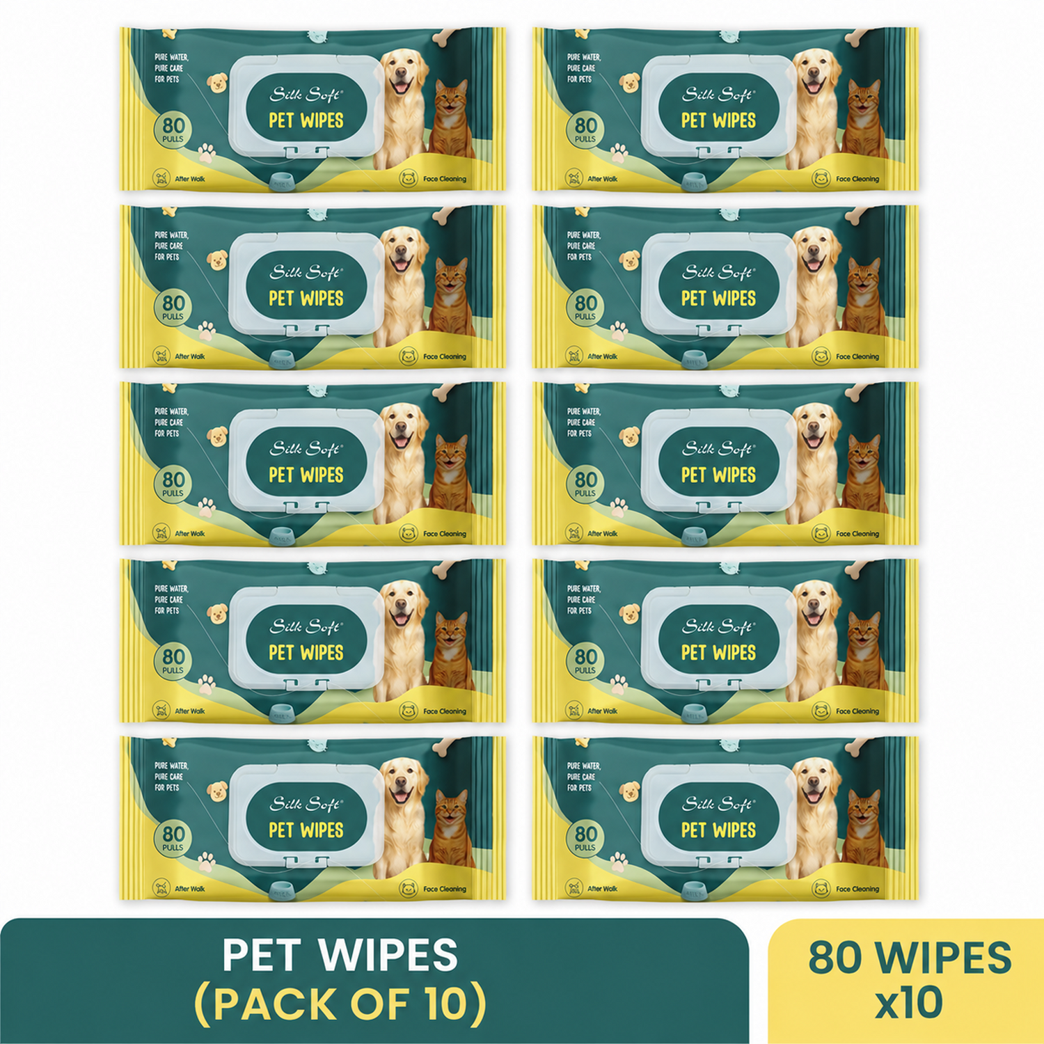 Paraben-Free Pet Wipes (80 pcs) Silk Soft
